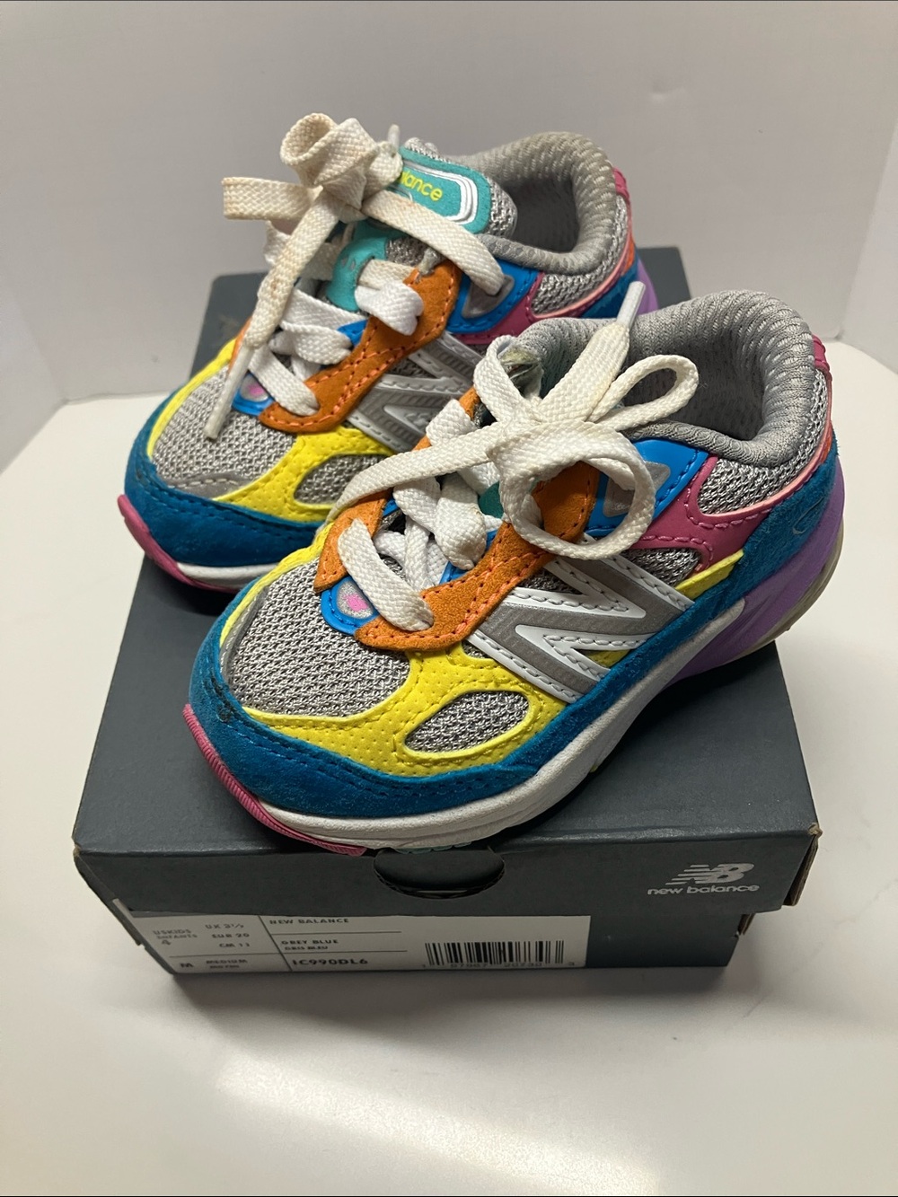 New Balance Kids Multicolor Sneakers - Gray, Yellow, Blue, Pink, Orange